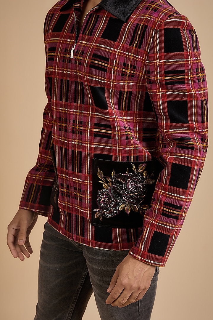 Red Corduroy Blazer by Jayesh and Kaajal Shah Men at Pernia's Pop Up Shop