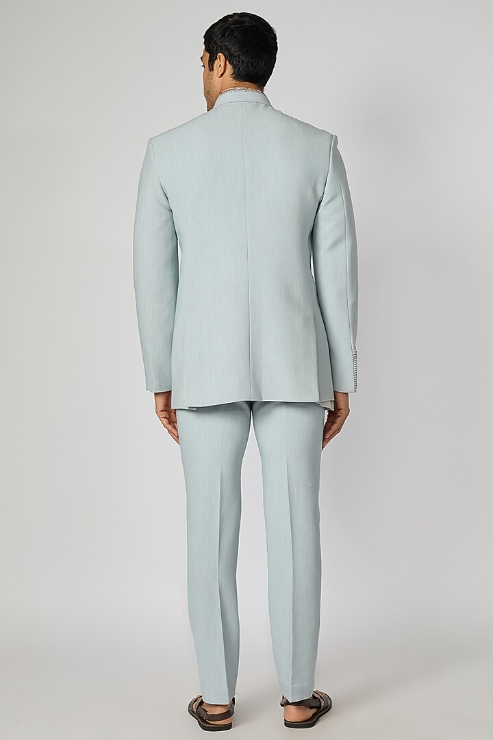 Sky Blue Polyester Jodhpuri Jacket Set by Jayesh and Kaajal Shah Men at Pernia's Pop Up Shop