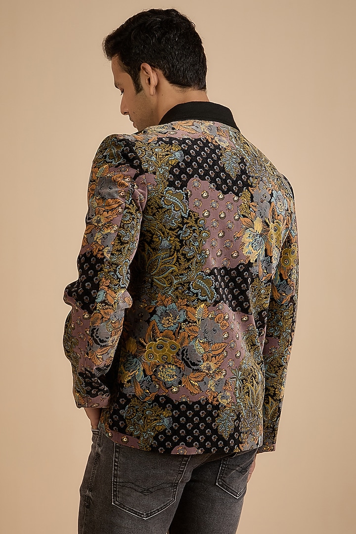 Black Velvet Bomber Jacket by Jayesh and Kaajal Shah Men at Pernia's Pop Up Shop