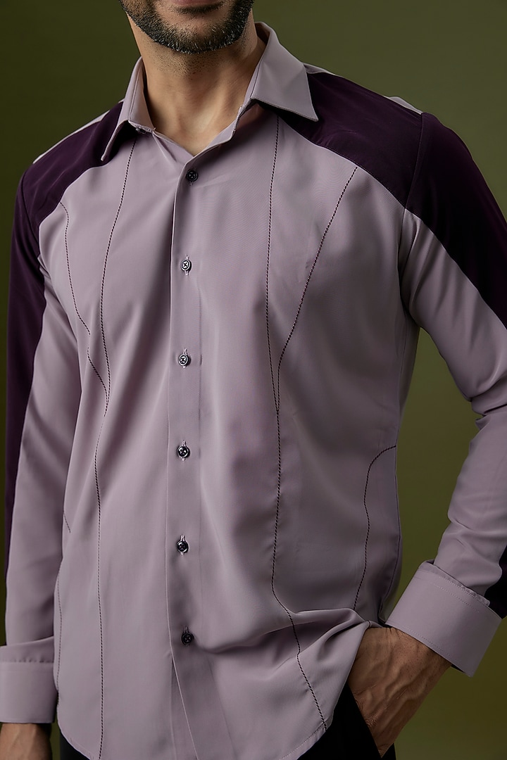 Lilac & Plum Polyester Party Wear Shirt by Jayesh and Kaajal Shah Men at Pernia's Pop Up Shop