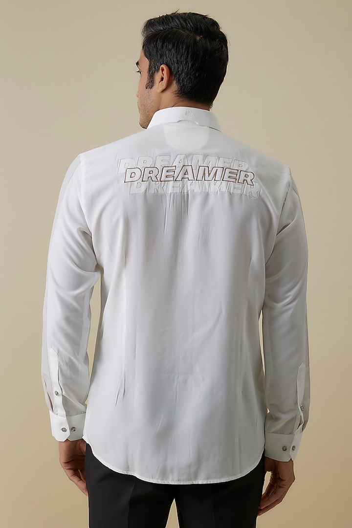 Classy White & Beige Polyester Party Wear Shirt by Jayesh and Kaajal Shah Men at Pernia's Pop Up Shop