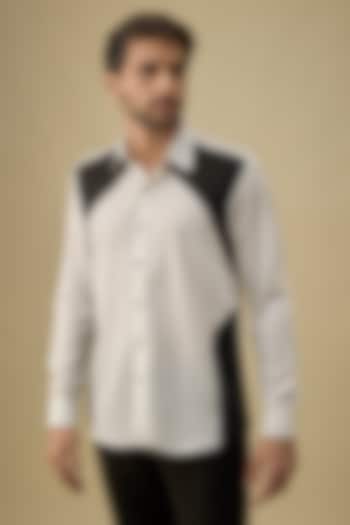 White & Black Polyester Party Wear Shirt by Jayesh and Kaajal Shah Men at Pernia's Pop Up Shop