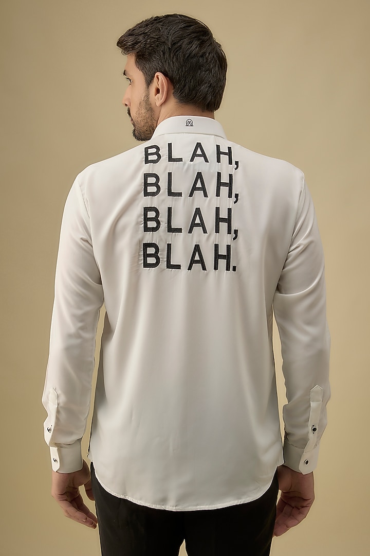 White & Black Polyester Party Wear Shirt by Jayesh and Kaajal Shah Men at Pernia's Pop Up Shop
