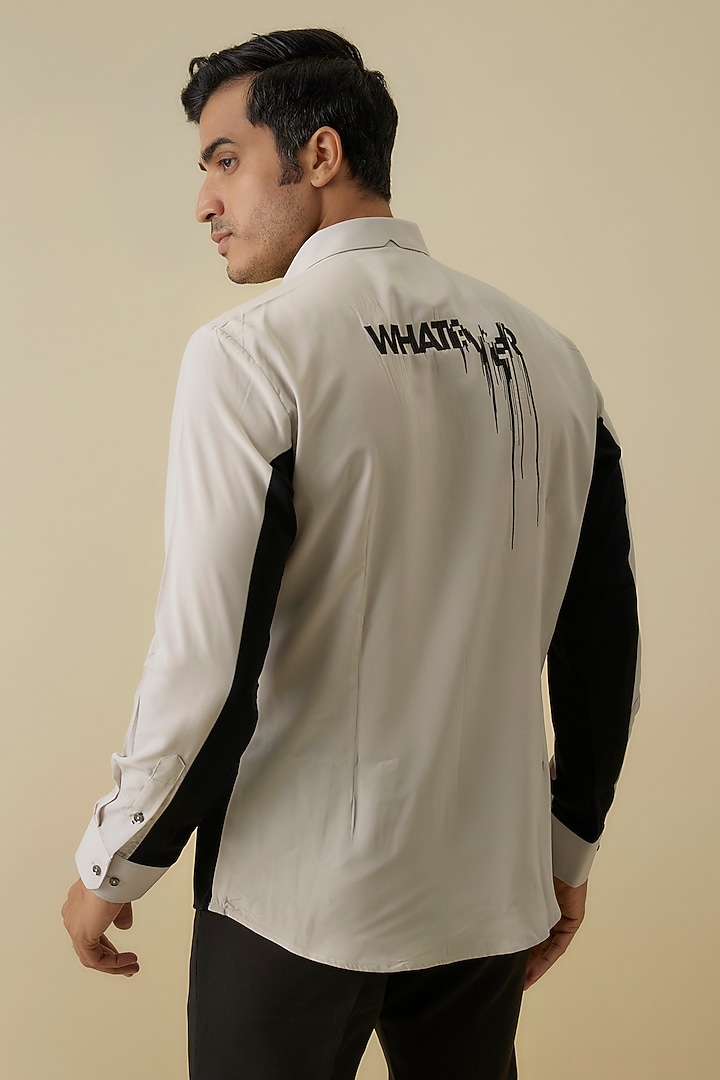 Classy Beige & Black Polyester Party Wear Shirt by Jayesh and Kaajal Shah Men at Pernia's Pop Up Shop