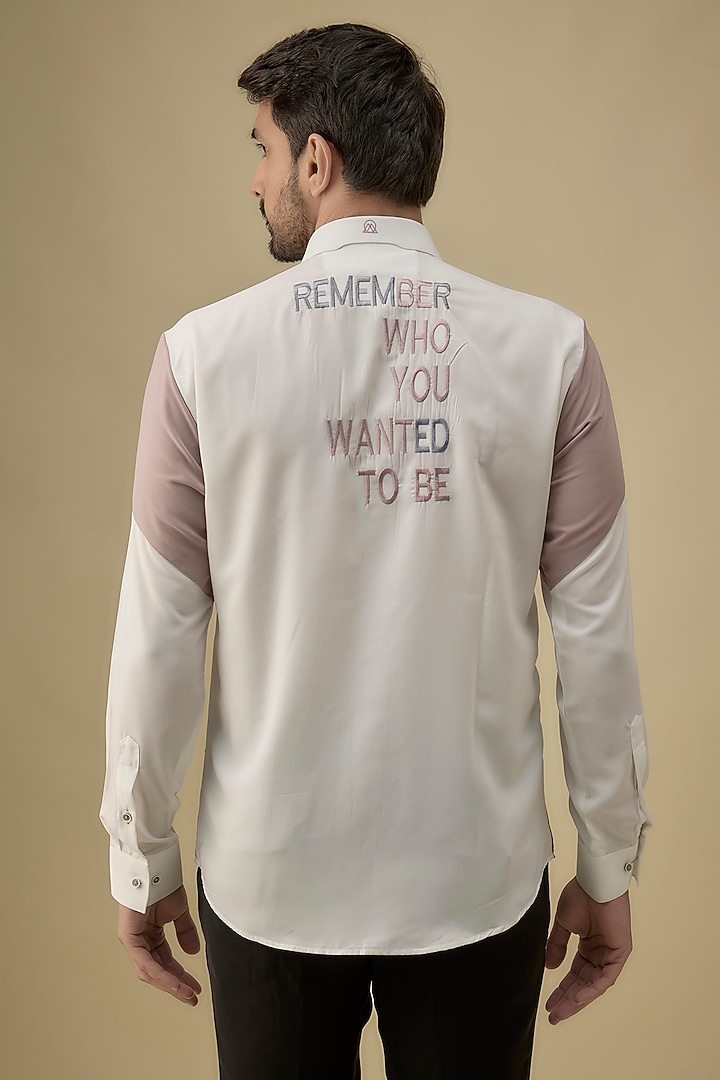 White & Nude Polyester Party Wear Shirt by Jayesh and Kaajal Shah Men at Pernia's Pop Up Shop