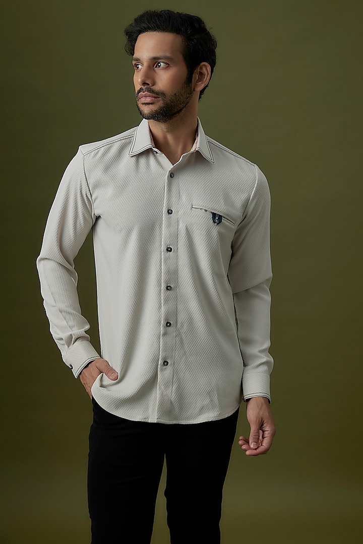 Ivory Polyester Party Wear Shirt by Jayesh and Kaajal Shah at Pernia's Pop Up Shop
