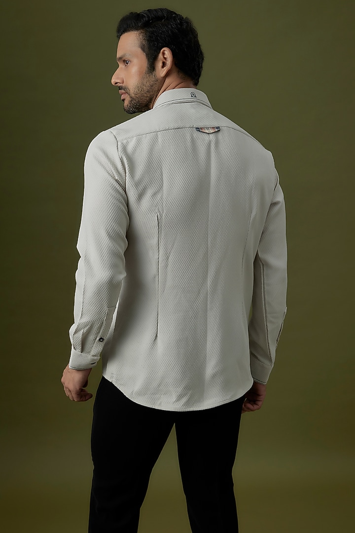 Ivory Polyester Party Wear Shirt by Jayesh and Kaajal Shah Men at Pernia's Pop Up Shop