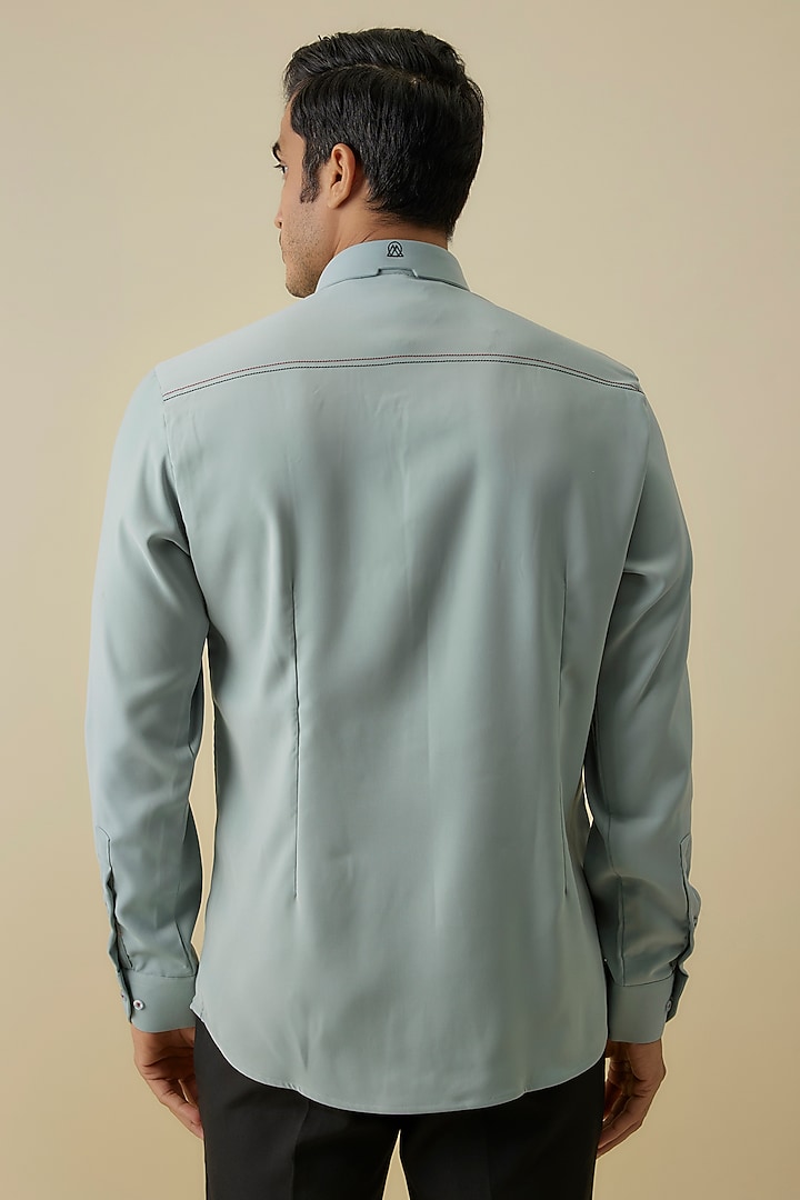 Classy Blue Polyester Party Wear Shirt by Jayesh and Kaajal Shah Men at Pernia's Pop Up Shop