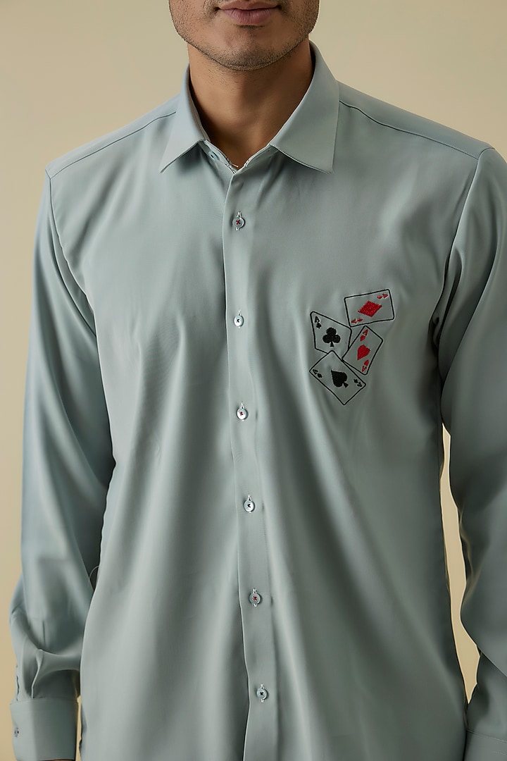 Classy Blue Polyester Party Wear Shirt by Jayesh and Kaajal Shah Men at Pernia's Pop Up Shop