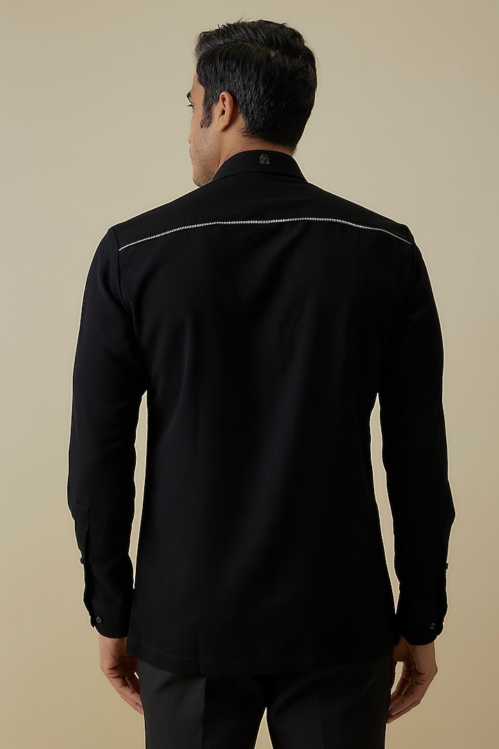 Black Polyester Party Wear Shirt by Jayesh and Kaajal Shah Men at Pernia's Pop Up Shop