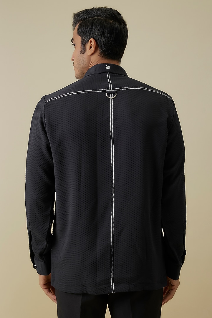 Black Polyester Party Wear Shirt by Jayesh and Kaajal Shah Men at Pernia's Pop Up Shop