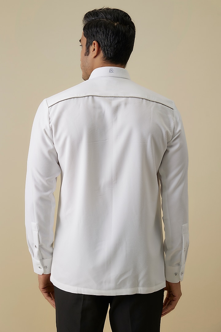 White Polyester Party Wear Shirt by Jayesh and Kaajal Shah Men at Pernia's Pop Up Shop