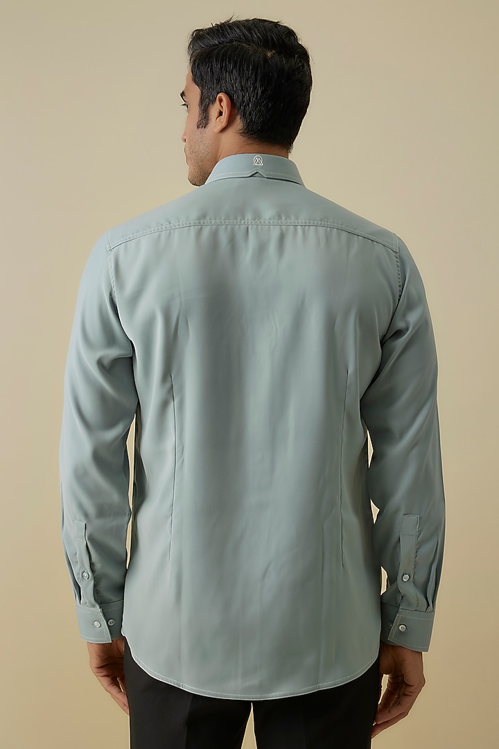 Blue Polyester Party Wear Shirt by Jayesh and Kaajal Shah Men at Pernia's Pop Up Shop