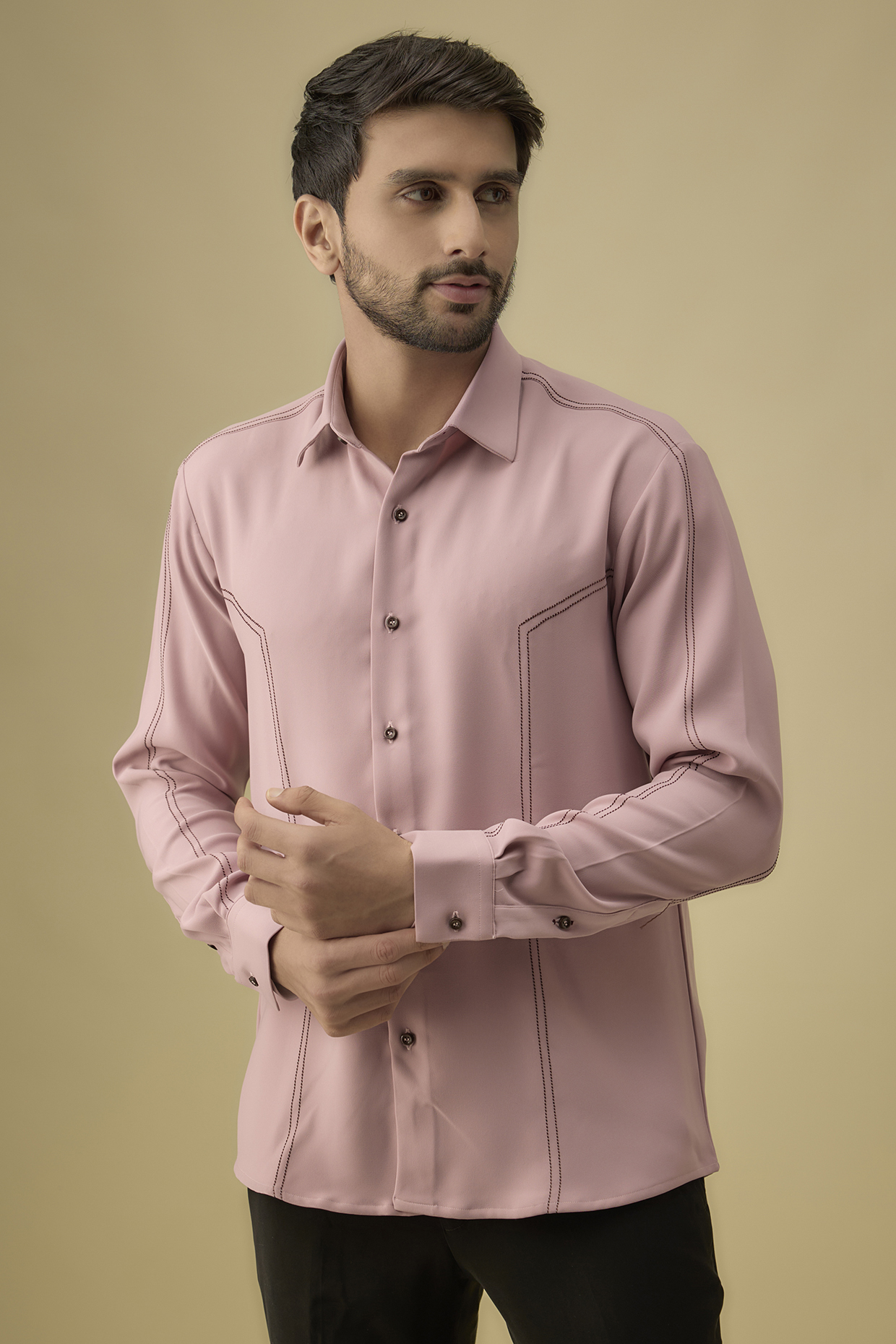 Pink Polyester Shirt by Jayesh and Kaajal Shah