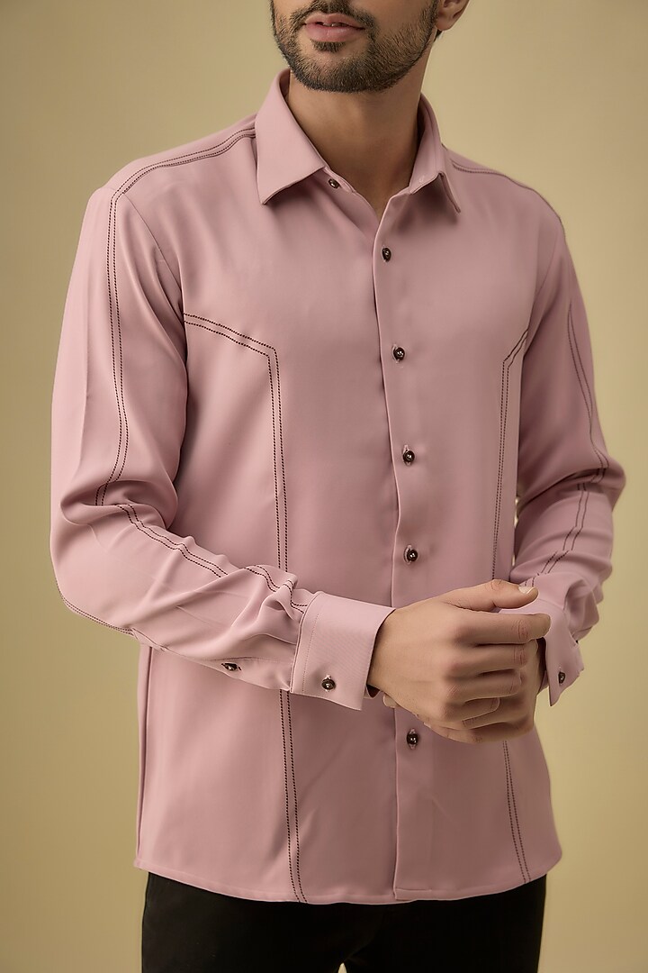 Pink Polyester Party Wear Shirt by Jayesh and Kaajal Shah Men at Pernia's Pop Up Shop