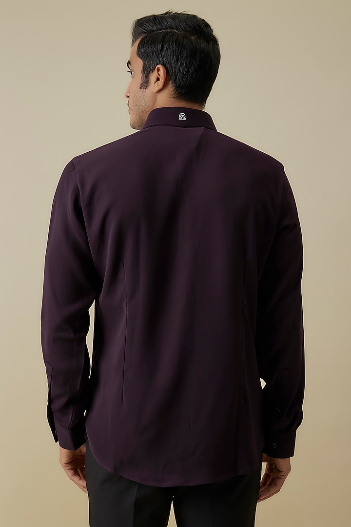Wine Polyester Party Wear Shirt by Jayesh and Kaajal Shah Men at Pernia's Pop Up Shop