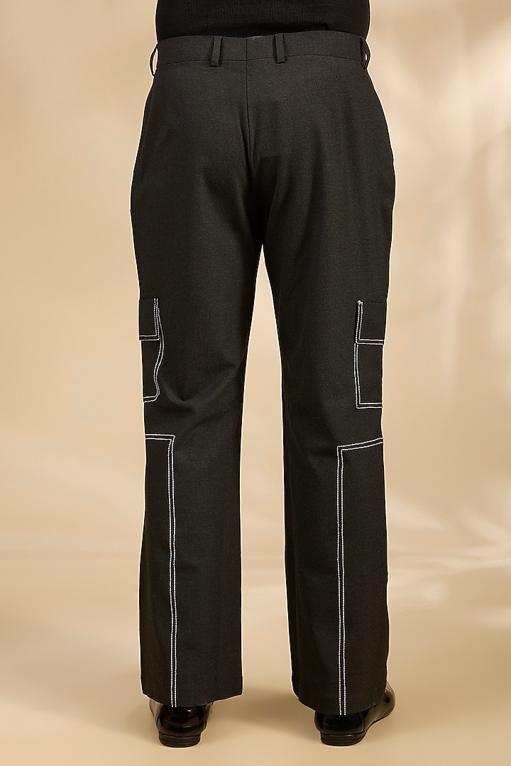 Black Polyester Pants by Jayesh and Kaajal Shah Men at Pernia's Pop Up Shop
