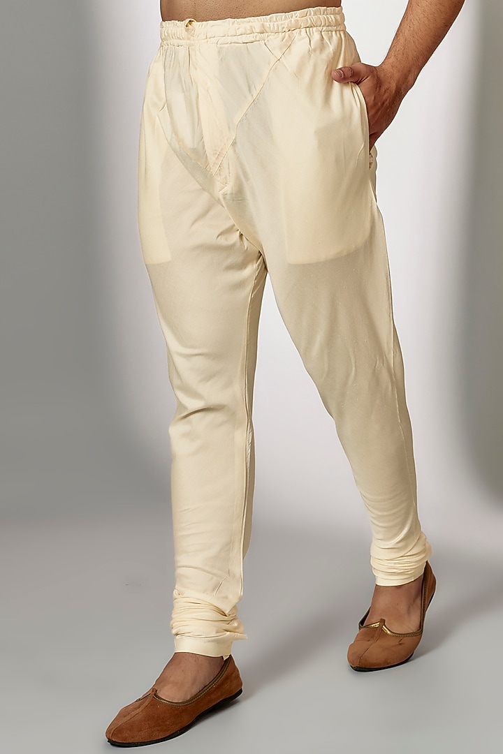 Ivory Dupion Silk Embroidered Groom Indowestern Set by Jayesh and Kaajal Shah Men at Pernia's Pop Up Shop