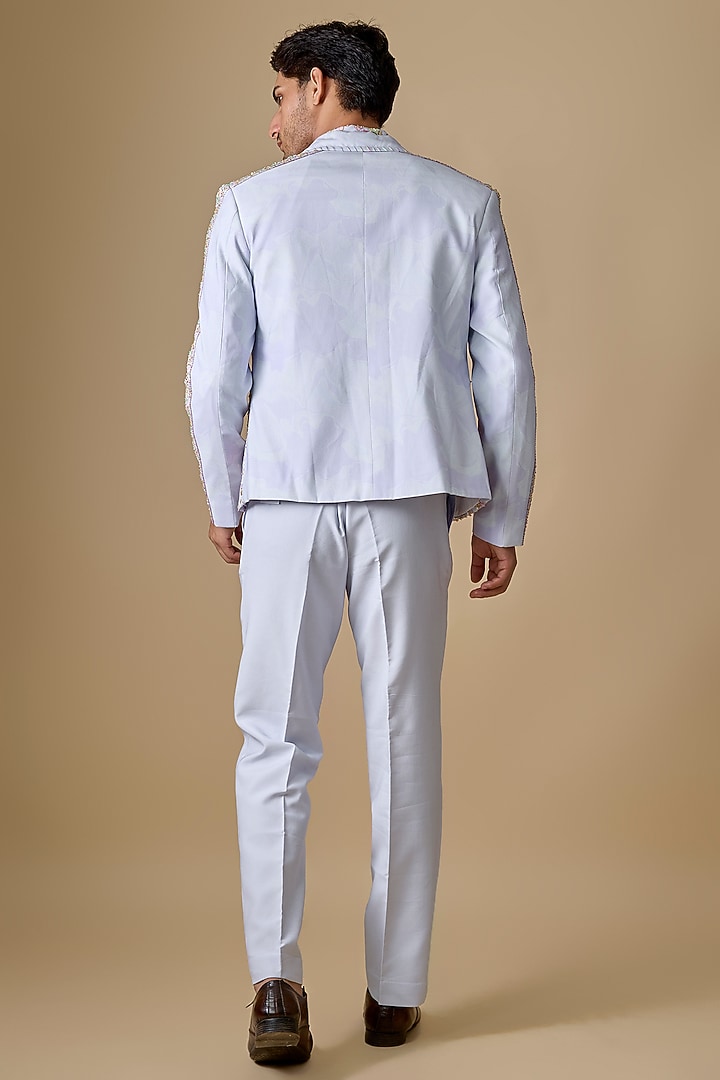 Sky Blue Silk Jacket Set by Jayesh and Kaajal Shah Men at Pernia's Pop Up Shop