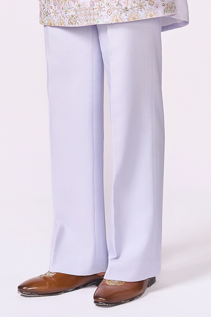 Skye Blue Silk Bundi Set by Jayesh and Kaajal Shah Men at Pernia's Pop Up Shop