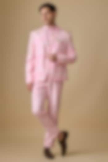 Pink Silk Jacket Set by Jayesh and Kaajal Shah Men at Pernia's Pop Up Shop