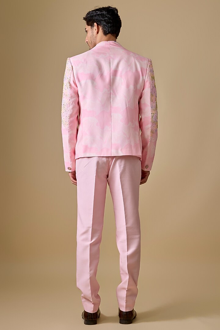 Pink Silk Jacket Set by Jayesh and Kaajal Shah Men at Pernia's Pop Up Shop