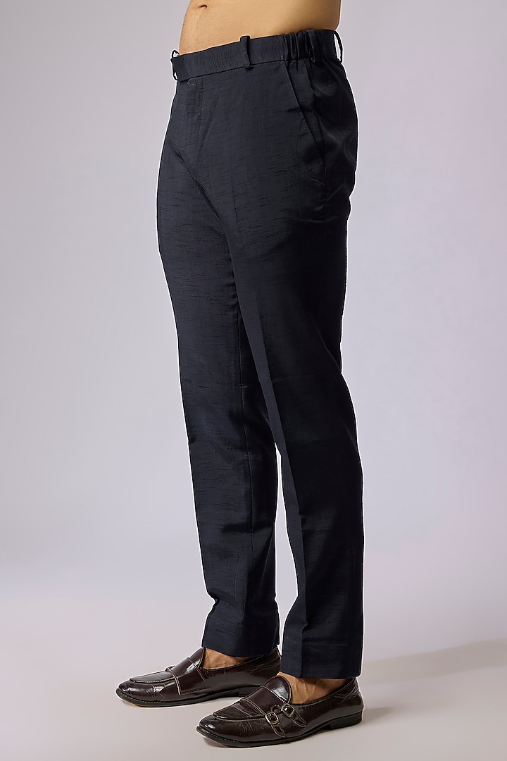 Navy Blue Polyester Indo-Western Set by Jayesh and Kaajal Shah Men at Pernia's Pop Up Shop