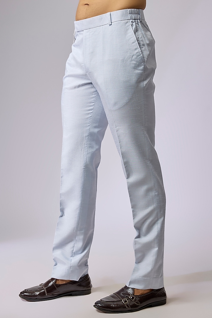 Sky Blue Silk Indo-Western Set by Jayesh and Kaajal Shah Men at Pernia's Pop Up Shop