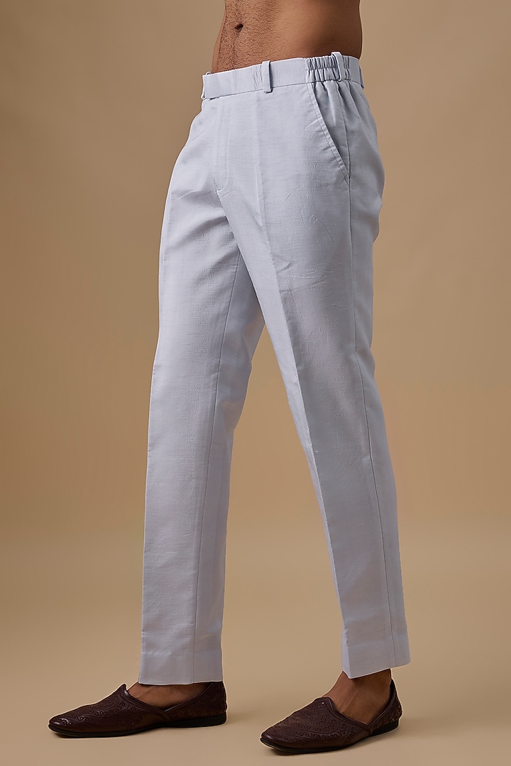 Sky Blue Silk Embroidered Indo-Western Set by Jayesh and Kaajal Shah Men at Pernia's Pop Up Shop