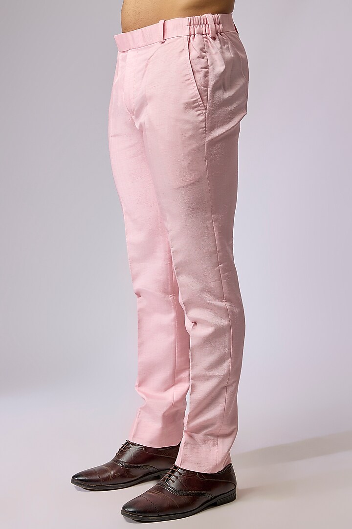 Pink Raw Silk Indo-Western Set by Jayesh and Kaajal Shah Men at Pernia's Pop Up Shop