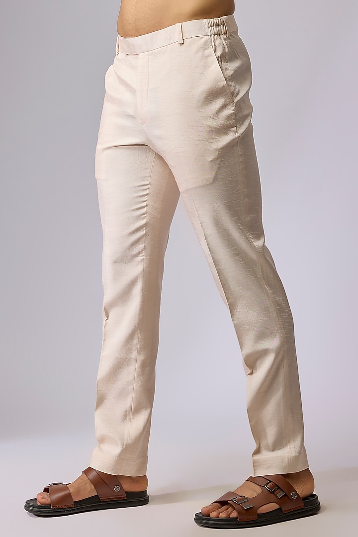 Peach Dupion Silk Kurta Set by Jayesh and Kaajal Shah Men at Pernia's Pop Up Shop