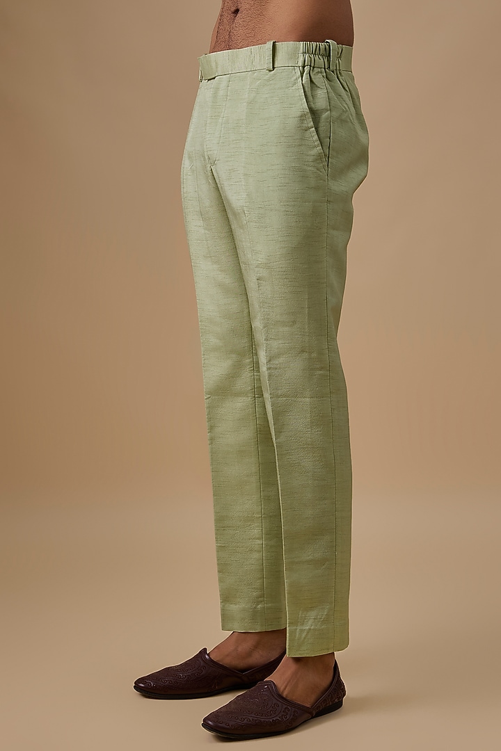 Mint Green Silk Kurta Set by Jayesh and Kaajal Shah Men at Pernia's Pop Up Shop