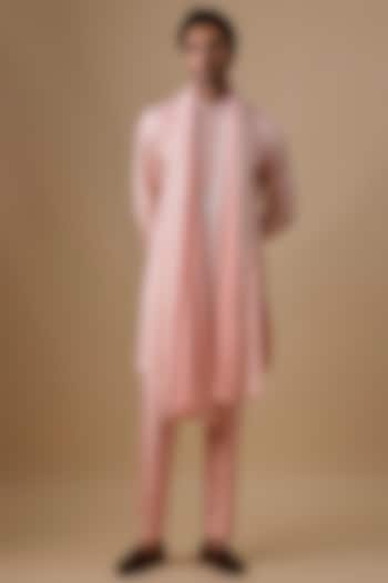 Pink Silk Kurta Set by Jayesh and Kaajal Shah