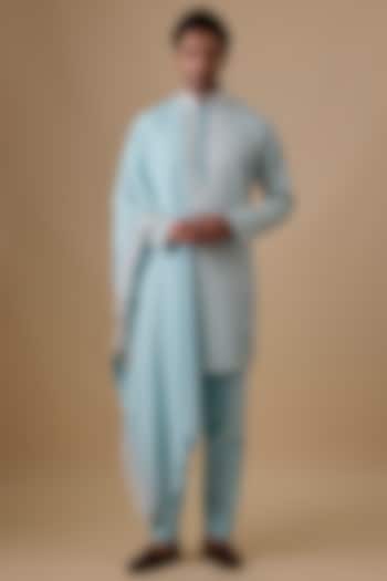 Yellow Silk Kurta Set by Jayesh and Kaajal Shah