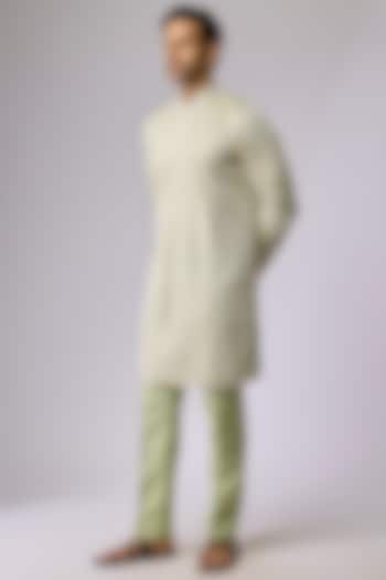 Mint Silk Kurta Set by Jayesh and Kaajal Shah Men at Pernia's Pop Up Shop