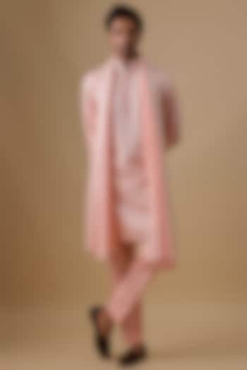 Pink Silk Kurta Set by Jayesh and Kaajal Shah