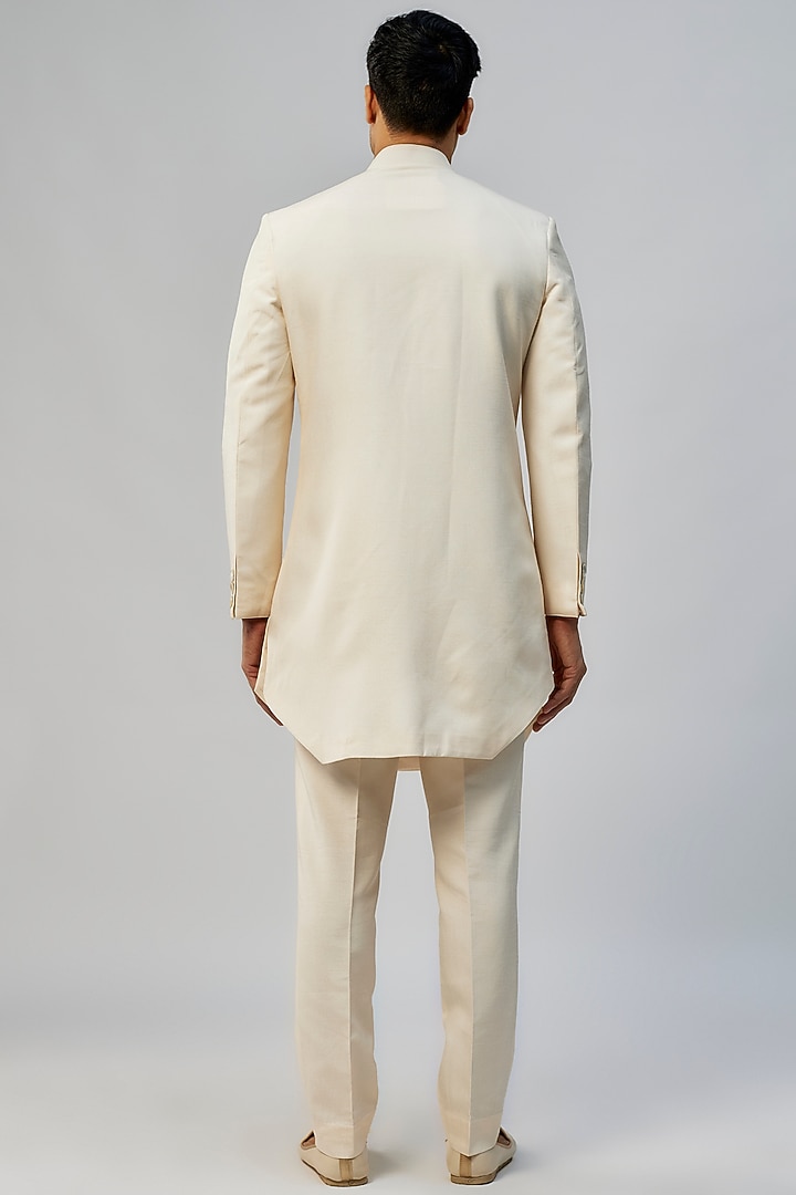 Blush Silk Wedding Indowestern Set by Jayesh and Kaajal Shah Men at Pernia's Pop Up Shop