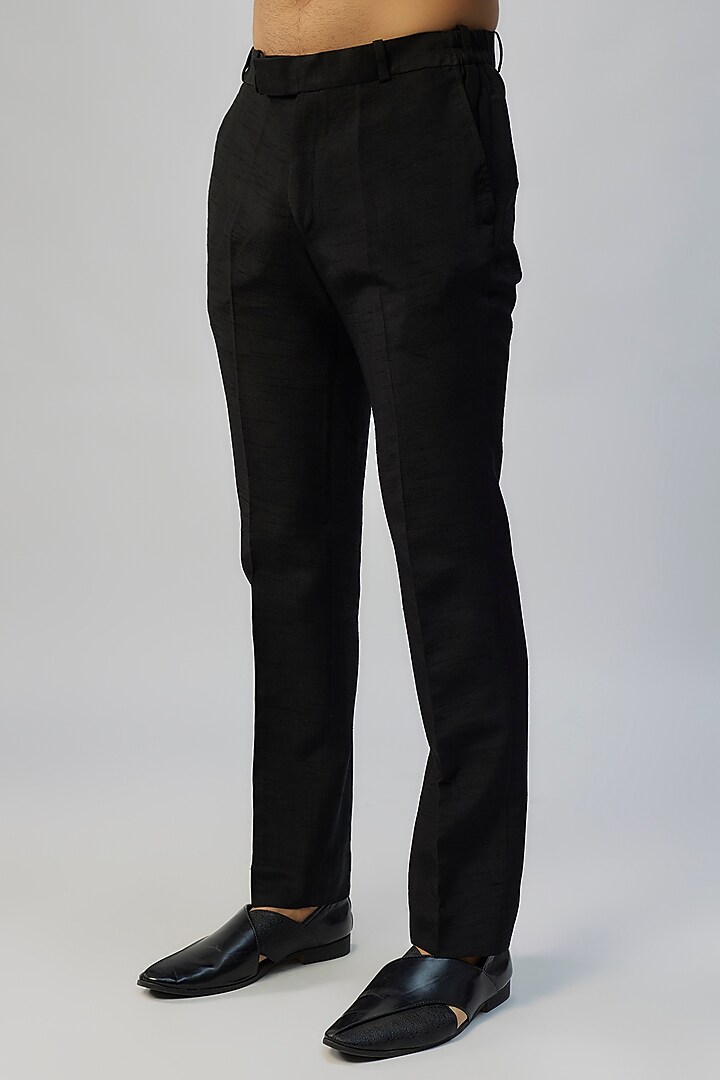 Black Silk Wedding Indowestern Set by Jayesh and Kaajal Shah Men at Pernia's Pop Up Shop