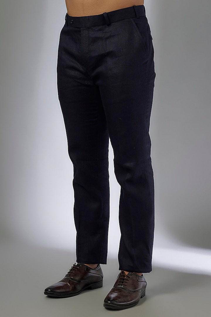 Blue Linen Tuxedo Set by Jayesh and Kaajal Shah Men at Pernia's Pop Up Shop
