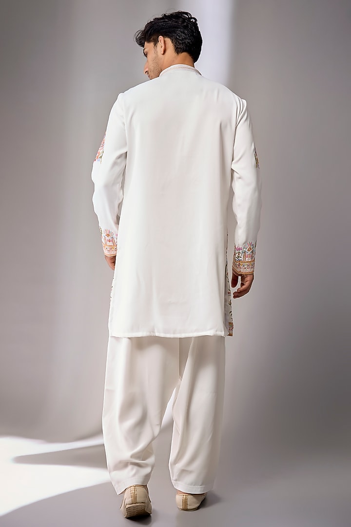 Cream Cotton Blend Kurta Set by Jayesh and Kaajal Shah Men at Pernia's Pop Up Shop