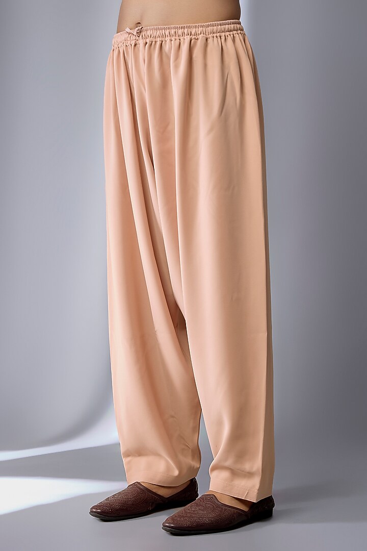 Peach Cotton Blend Kurta Set by Jayesh and Kaajal Shah Men at Pernia's Pop Up Shop