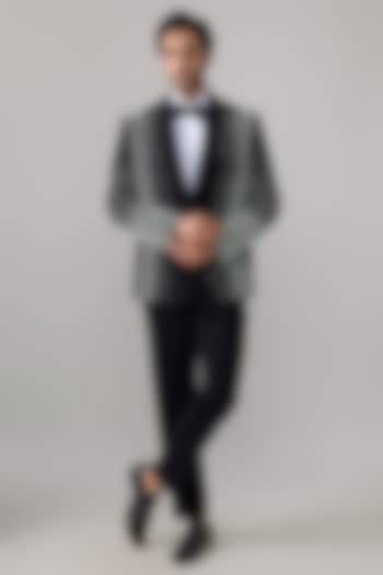 Black Suiting Tuxedo Set by Jayesh and Kaajal Shah Men at Pernia's Pop Up Shop
