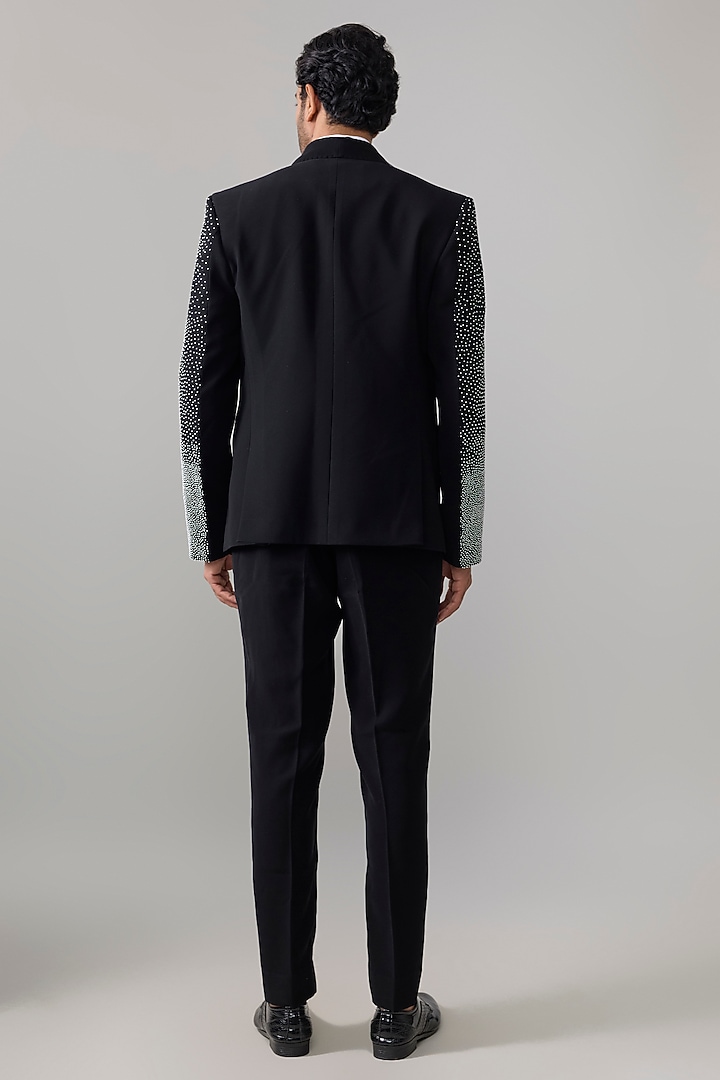 Black Suiting Tuxedo Set by Jayesh and Kaajal Shah Men at Pernia's Pop Up Shop