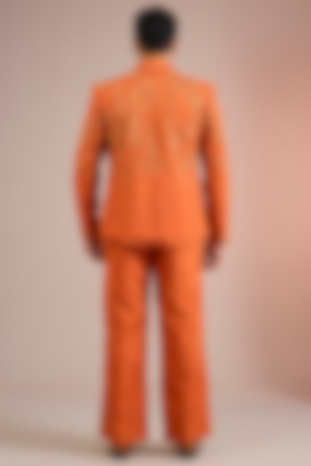 Rust Silk Bomber Jacket Set by Jayesh and Kaajal Shah Men at Pernia's Pop Up Shop