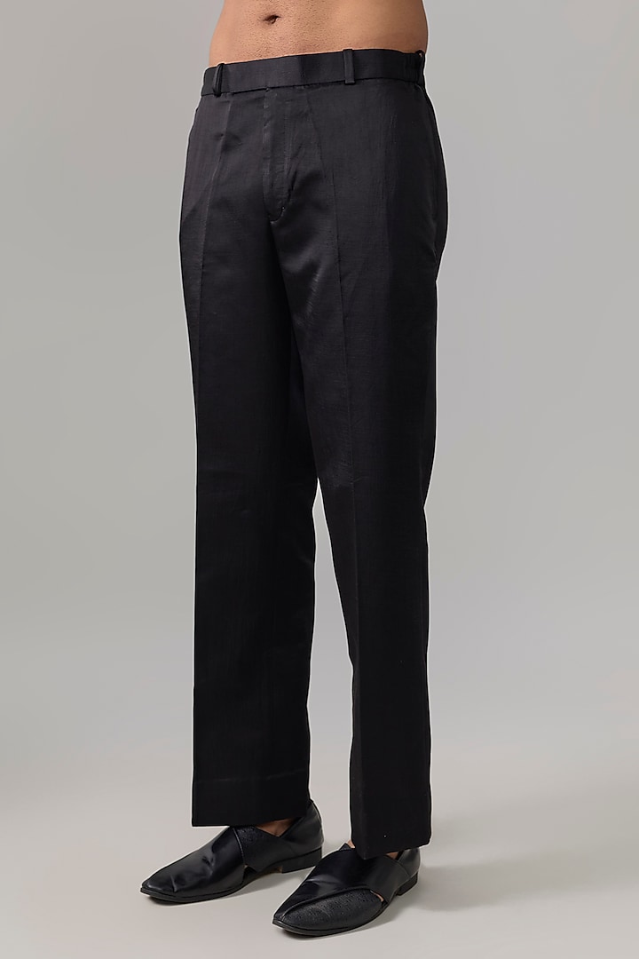 Black Silk Bundi Jacket Set by Jayesh and Kaajal Shah Men at Pernia's Pop Up Shop