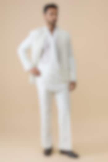 Ivory Silk Wedding Indowestern Set by Jayesh and Kaajal Shah Men at Pernia's Pop Up Shop