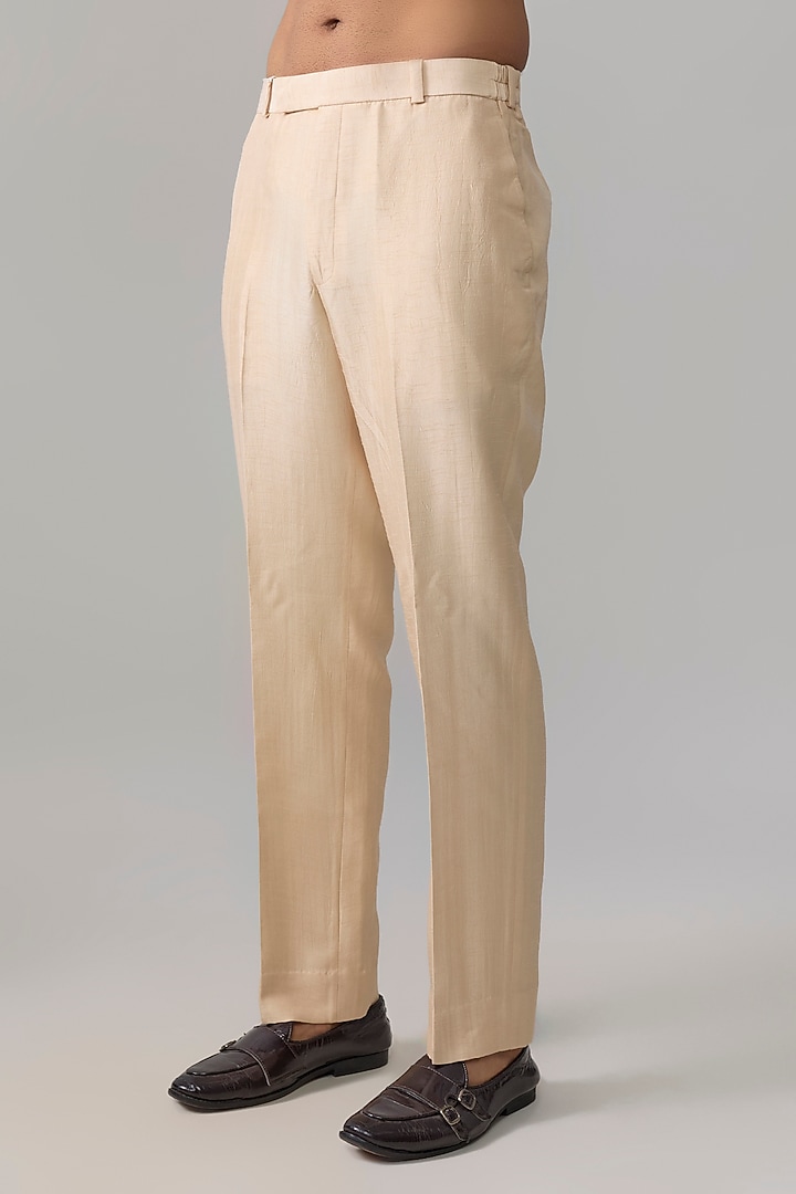 Natural-Colored Silk Wedding Indowestern Jacket Set by Jayesh and Kaajal Shah Men at Pernia's Pop Up Shop