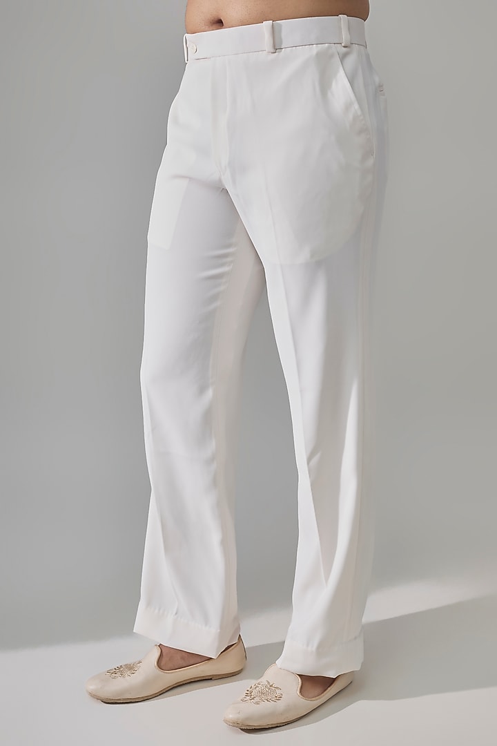 Cream Raw Silk Groom Indowestern Set by Jayesh and Kaajal Shah Men at Pernia's Pop Up Shop