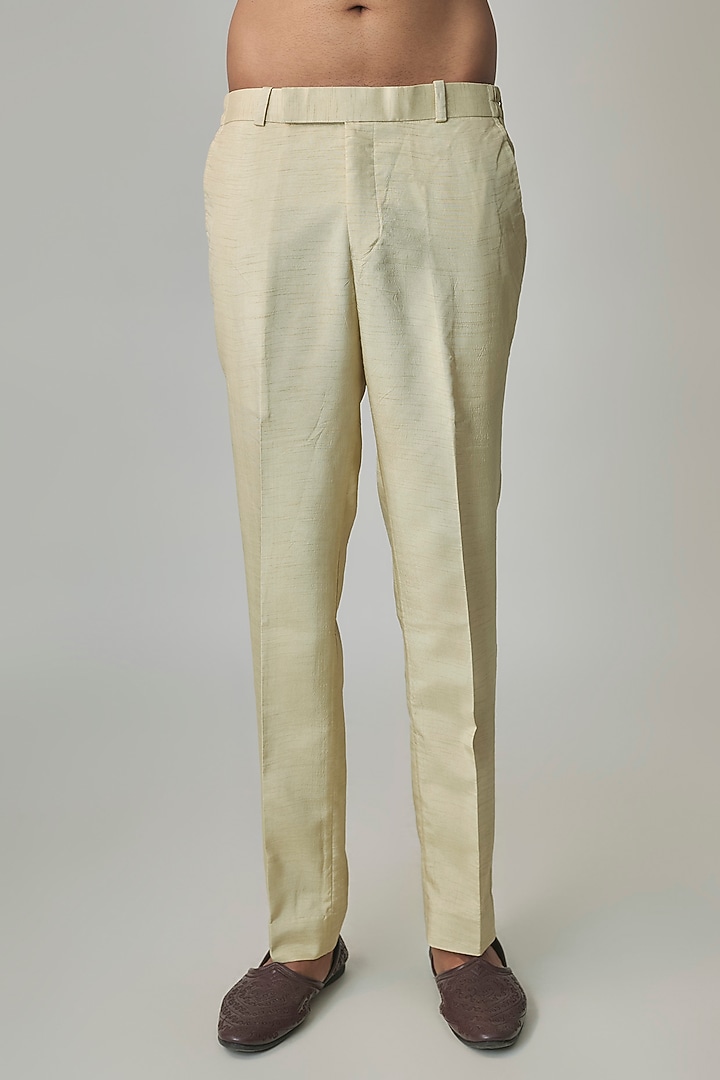 Sage Green Silk Groom Sherwani Set by Jayesh and Kaajal Shah Men at Pernia's Pop Up Shop