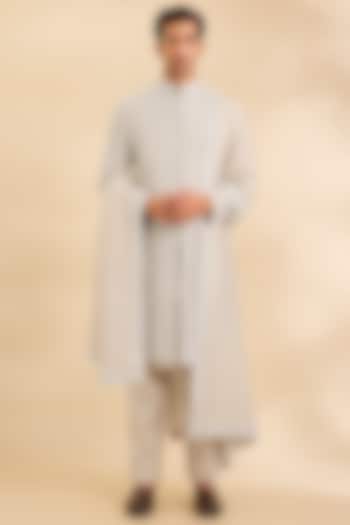 Beige Silk Groom Sherwani Set by Jayesh and Kaajal Shah Men at Pernia's Pop Up Shop